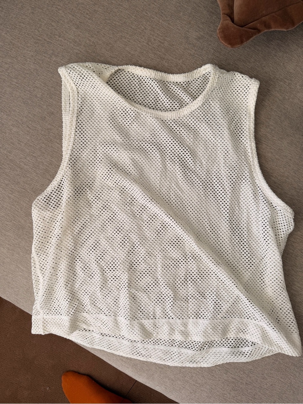 lululemon athletica White Mesh Muscle Tank